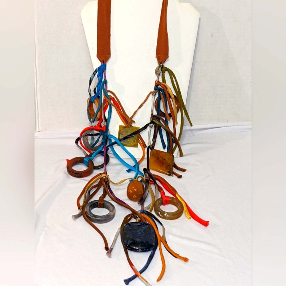Silvia Tcherassi Rare Gemstone Couture Artisan Modern Art Necklace Avant Garde - Picture 3 of 16